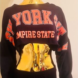 Fashion Nova Empire State New York Cropped Sweatshirt, Size Large